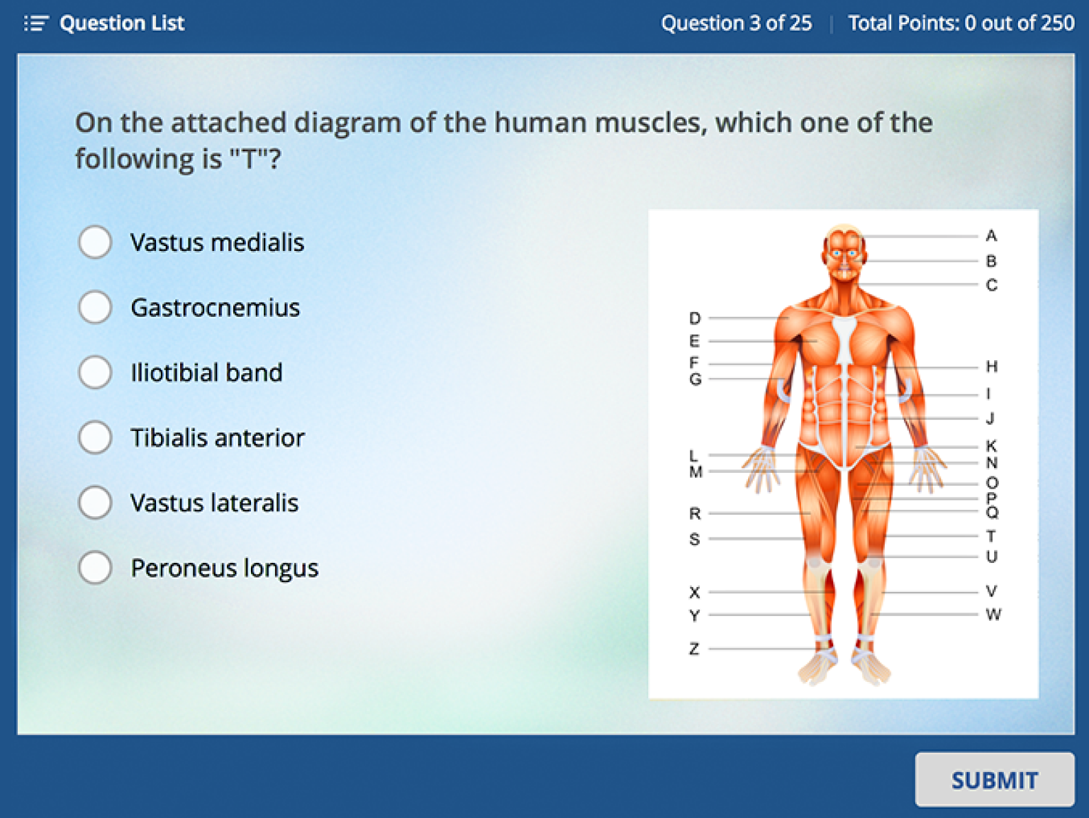 Example of a quiz used in eLearning for healthcare